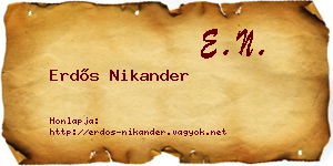 Erdős Nikander névjegykártya